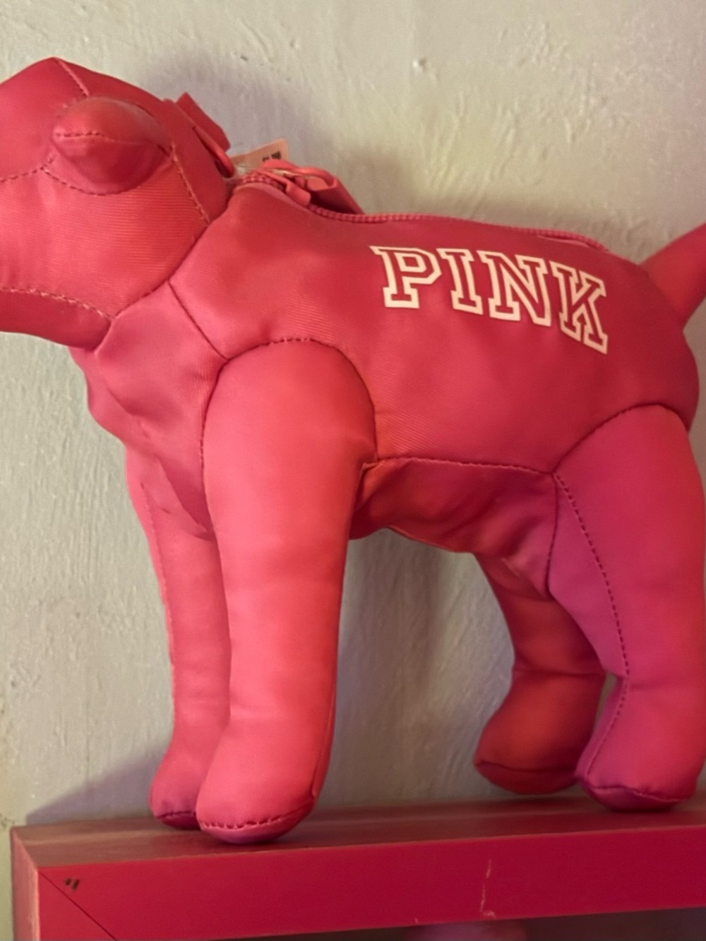 PINK Victoria's Secret Hot Pink Plush Dog with bag
